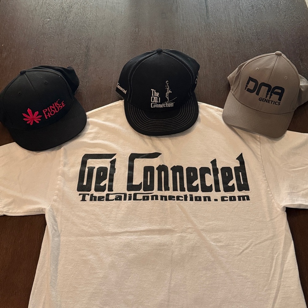 Cali Connection Bundle Shirt, Grass Roots Hat 7 5/8 DNA Genetics, Pink House Hat - Picture 3 of 14